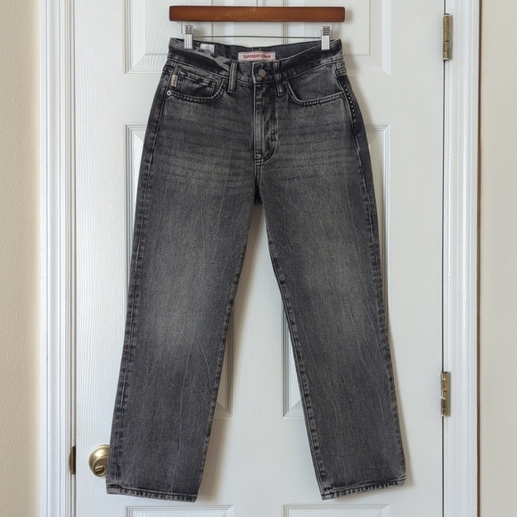 Superdry Denim - Superdry Classic High Waisted Straight Leg Rigid Jeans Lenox Grey 26/30
